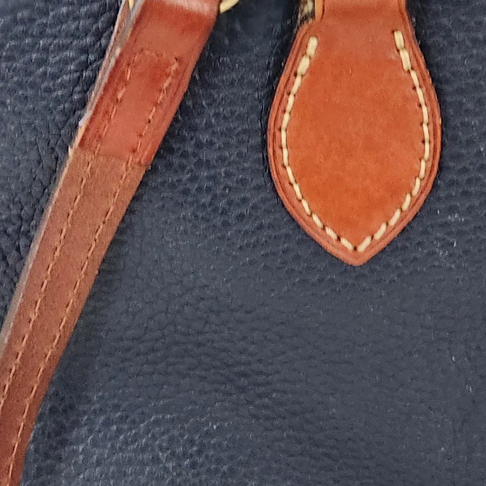 Dooney & Bourke 1975 Navy and Brown Pebble Leather Zip Zip Satchel J11228477